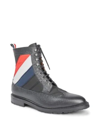 Shop Thom Browne Lace-up Leather Boots In Black