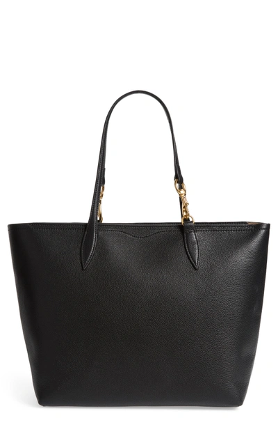 Shop Rebecca Minkoff Sherry Dog Clip Leather Tote - Black In Blk/ Taupe