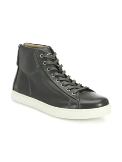 Shop Gianvito Rossi Men's Leather High-top Sneakers In Dark Grey