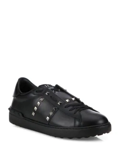 Shop Valentino Rockstud Untitled   Leather Sneakers In Black