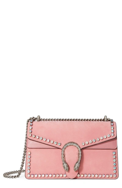 Gucci Small Dionysus Crystal Embellished Suede Shoulder Bag - Pink |  ModeSens