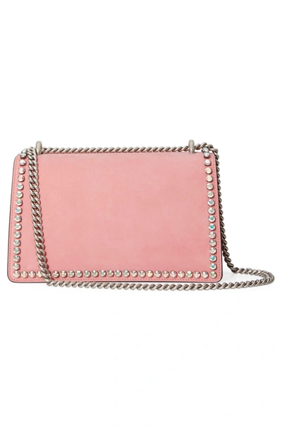 Shop Gucci Small Dionysus Crystal Embellished Suede Shoulder Bag - Pink
