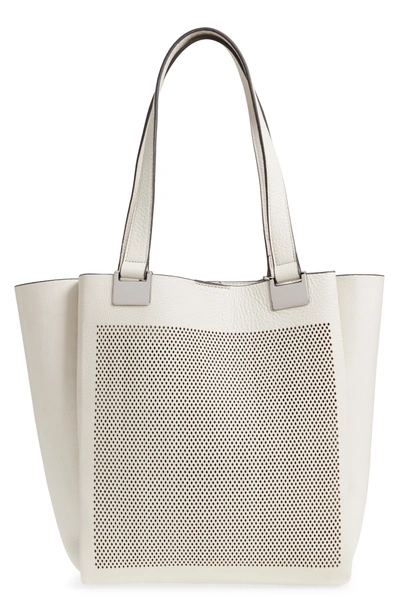 Shop Vince Camuto Beatt Perforated Leather Tote - Grey In Vaporous Grey