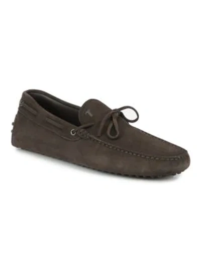 Shop Tod's Gommino Suede Moccasins In Brown Suede