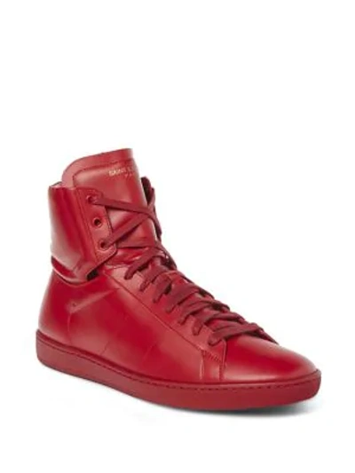 Shop Saint Laurent Classic Leather High-top Trainers In Rouge