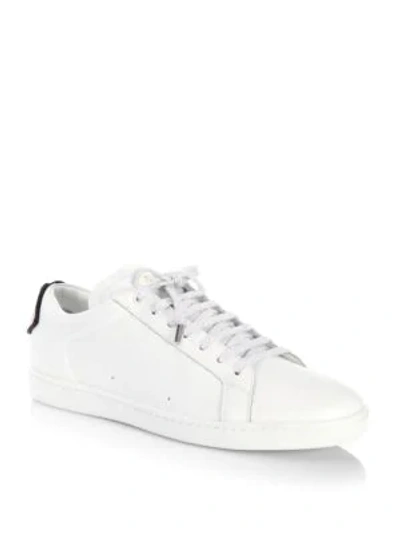 Shop Saint Laurent Men's Lip Back Low-top Leather Sneakers In White