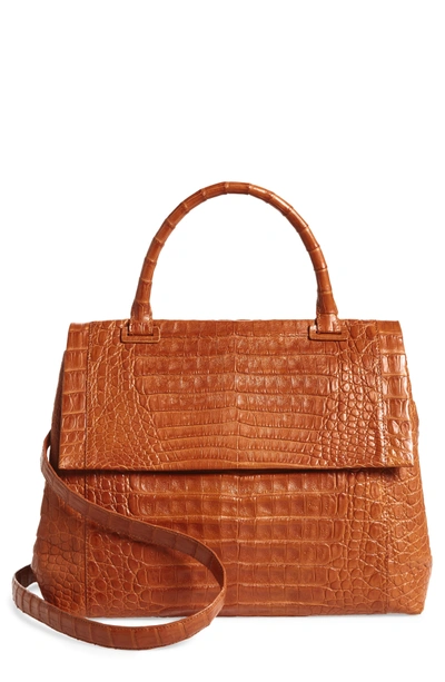 Shop Nancy Gonzalez Medium Sophie Genuine Crocodile Top Handle Bag - Brown In Cognac Matte