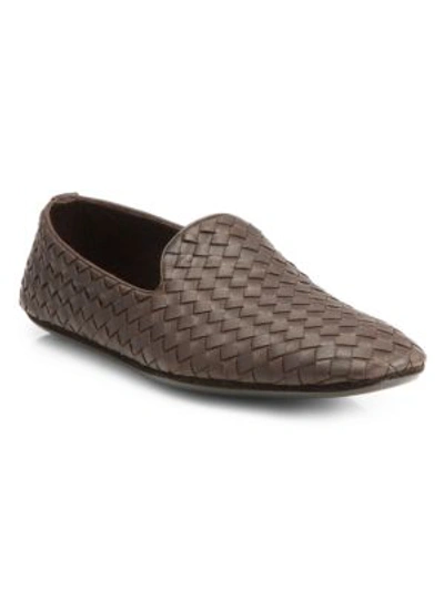 Shop Bottega Veneta Fiandra Intrecciato Foulard Leather Slippers In Espresso