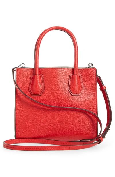Shop Michael Michael Kors Mercer Leather Crossbody Bag - Red In Bright Red