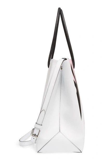 Shop Moschino Graphic Print Leather Tote - White In White Multi