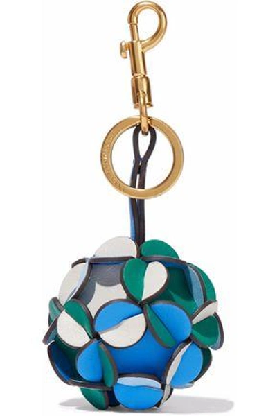 Shop Anya Hindmarch Woman Trigger Pi Color-block Leather Keychain Blue