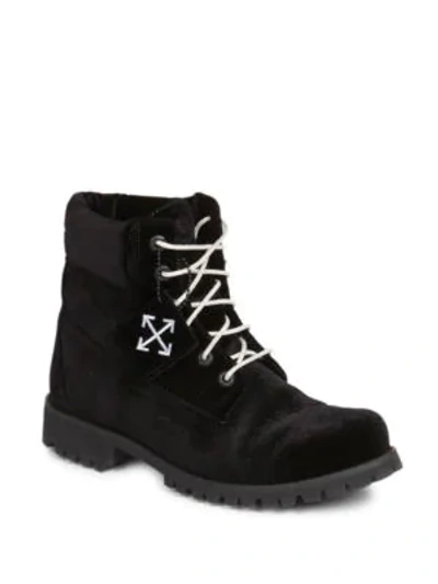 Shop Off-white Men's Timberland Leather Lace-up Boots In Black