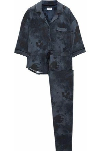 Shop Dkny Woman Tie-day Stretch-modal Jersey Pajama Set Anthracite