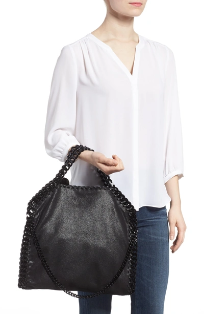 Shop Stella Mccartney Falabella Shaggy Deer Faux Leather Tote In Black