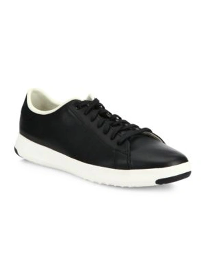 Shop Cole Haan Men's Grandpro Leather Tennis Sneakers In Black