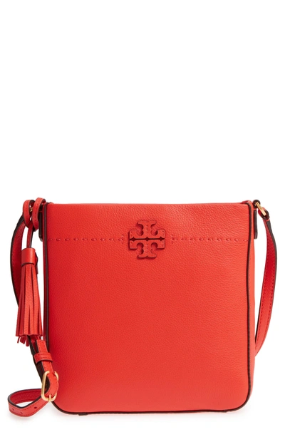 Shop Tory Burch Mcgraw Leather Crossbody Tote - Red In Poppy Red