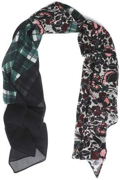 Shop Mcq By Alexander Mcqueen Mcq Alexander Mcqueen Woman Printed Silk Scarf Dark Green