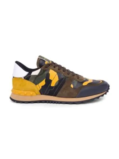 Shop Valentino Camouflage Rock Running Sneakers In Brown