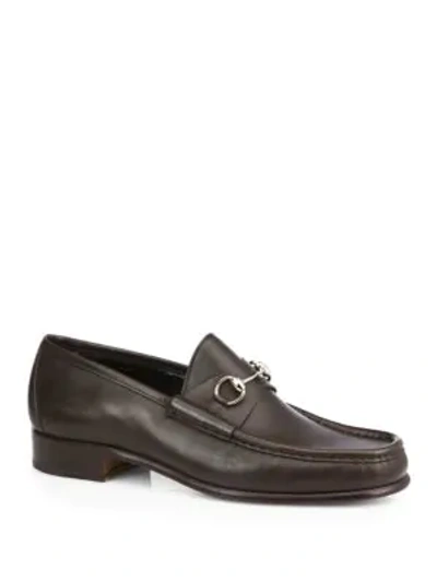 Shop Gucci Horsebit Leather Loafer In Dark Brown