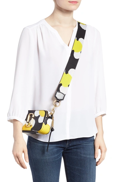 Shop Marc Jacobs Snapshot Daisy Print Leather Crossbody Bag In Yellow Multi