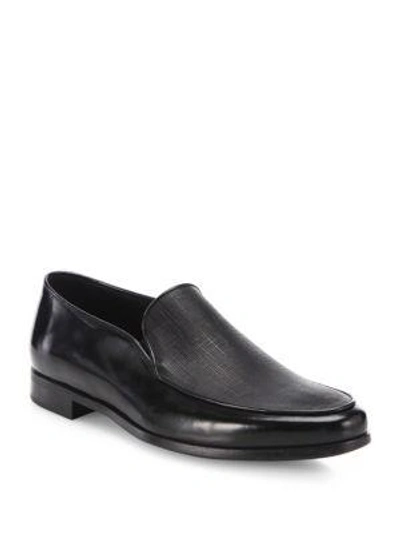 Shop Giorgio Armani Slip-on Leather Shoes In Black
