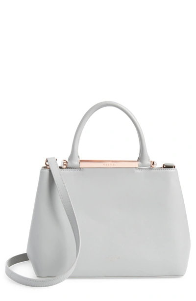 Ted Baker Anabel Pearl Handle Leather Satchel In Mid Grey ModeSens