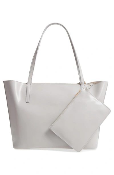 Shop Ferragamo City Quilted Gancio Leather Tote - Grey In Pale Grey