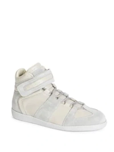 Shop Maison Margiela Single Strap Leather Mid-top Sneakers In Grey