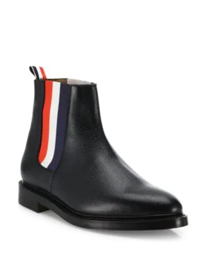 Shop Thom Browne Leather Tricolor Panel Chelsea Boots In Black