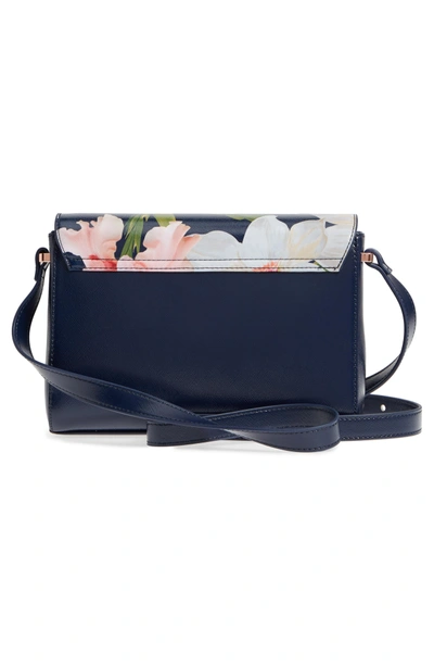 Shop Ted Baker Prim Chatsworth Bloom Faux Leather Crossbody Bag - Blue In Navy