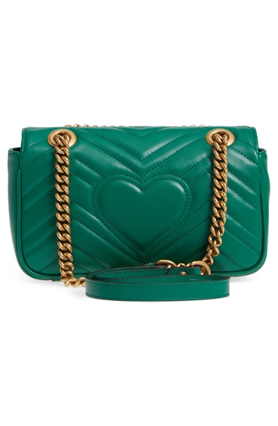Shop Gucci Mini Gg Marmont 2.0 Matelasse Leather Shoulder Bag - Green In Emerald/ Emerald