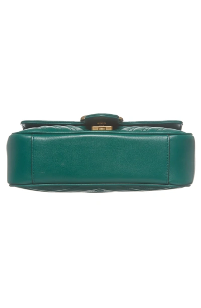 Shop Gucci Mini Gg Marmont 2.0 Matelasse Leather Shoulder Bag - Green In Emerald/ Emerald