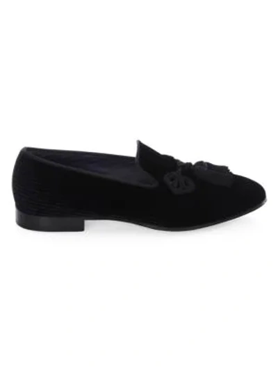 Shop Louis Leeman Corduroy Tassel Loafers In Black