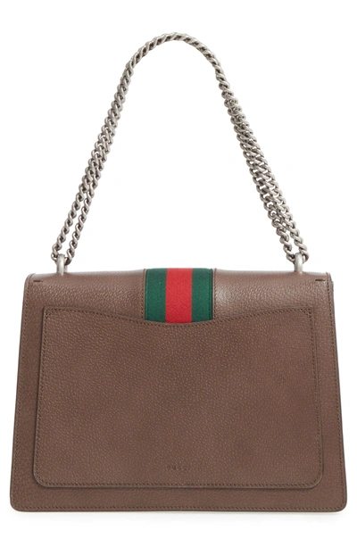 Shop Gucci Dionysus Web Stripe Leather Shoulder Bag - Grey