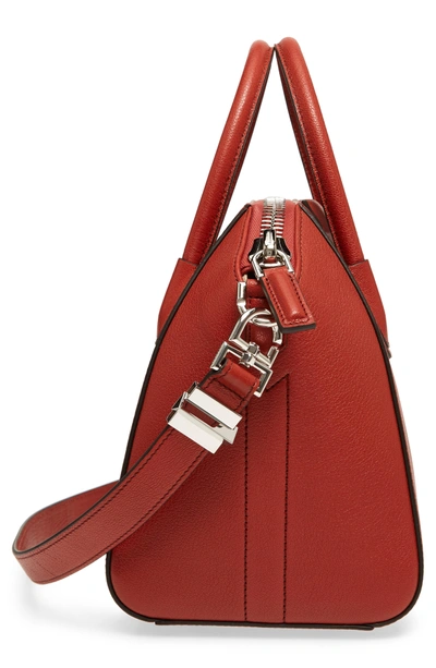 Shop Givenchy 'small Antigona' Leather Satchel - Red In Mahogany