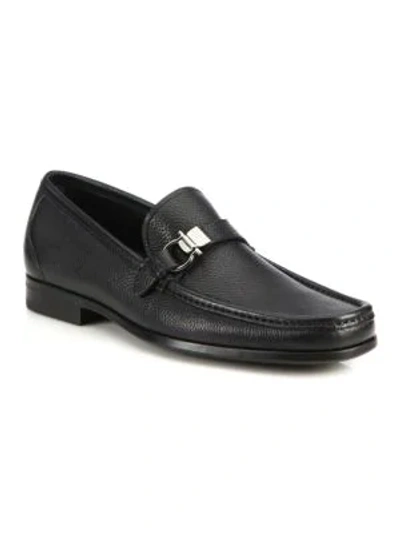 Shop Ferragamo Muller Bit Leather Loafers In Black