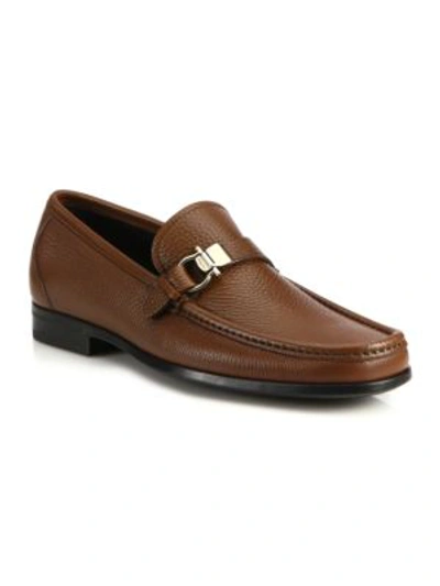 Shop Ferragamo Muller Bit Leather Loafers In Brown