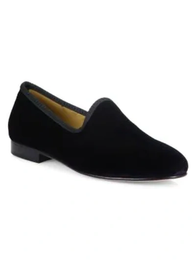 Shop Del Toro Grosgrain-accented Velvet Loafers In Black