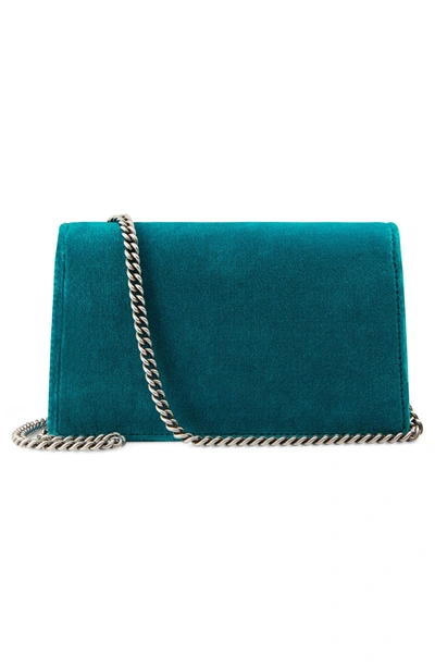 Shop Gucci Super Mini Dionysus Velvet Shoulder Bag - Blue In Pivone