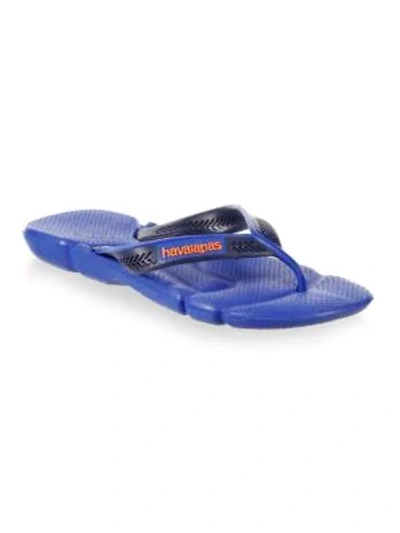 Shop Havaianas Power Three-tone Flip Flops In Blue Star