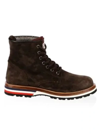 Shop Moncler New Vancouver Leather Boot In Dark Brown