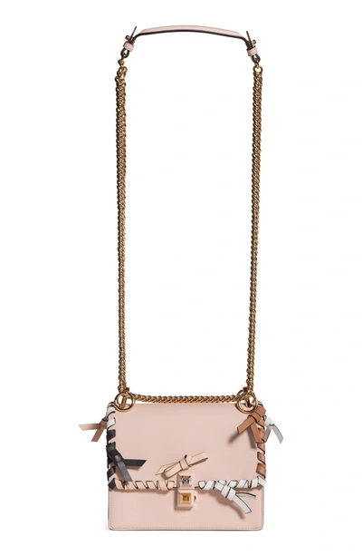 Shop Fendi Small Kan Whipstitch Leather Shoulder Bag - Beige In Plaster Multi