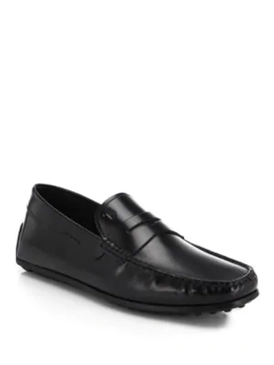 Shop Tod's Leather Gomma Spider Loafers In Black