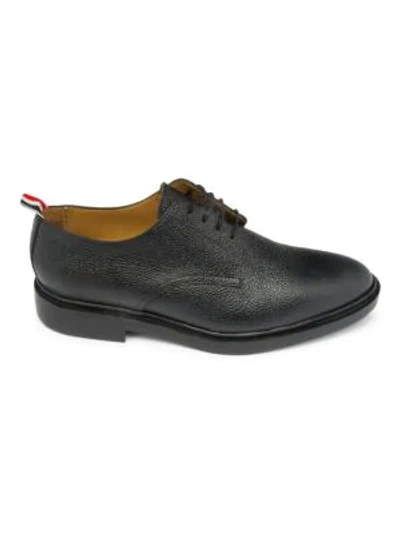 Shop Thom Browne Pebbled Leather Derby Shoes In Black