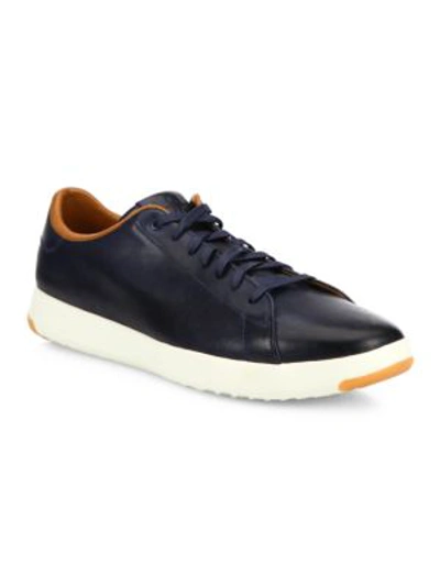 Shop Cole Haan Grandpro Leather Sneakers In Blazer Blue