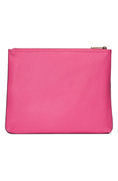 Shop Gucci Logo Leather Pouch - Pink In Box Pink