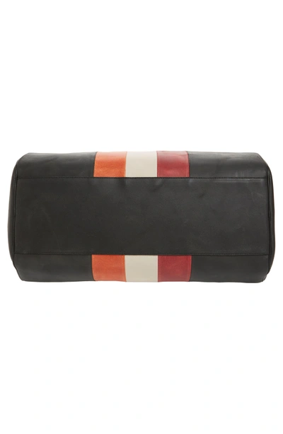Shop Ghurka Grove Stripe Leather Duffel Bag - Black In Black Rugged Orange Stripe