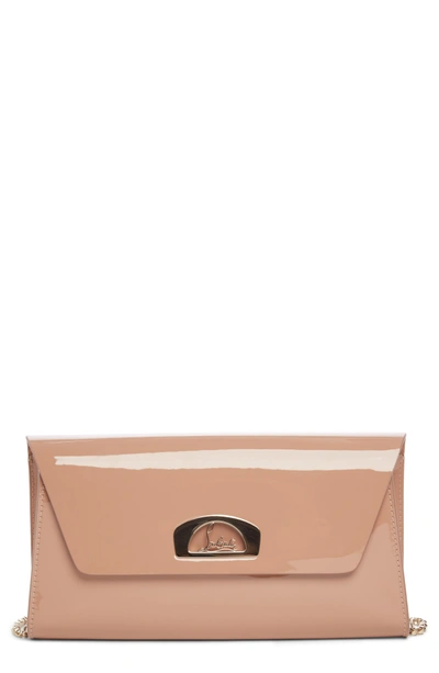 Shop Christian Louboutin Vero Dodat Patent Leather Clutch In Nude
