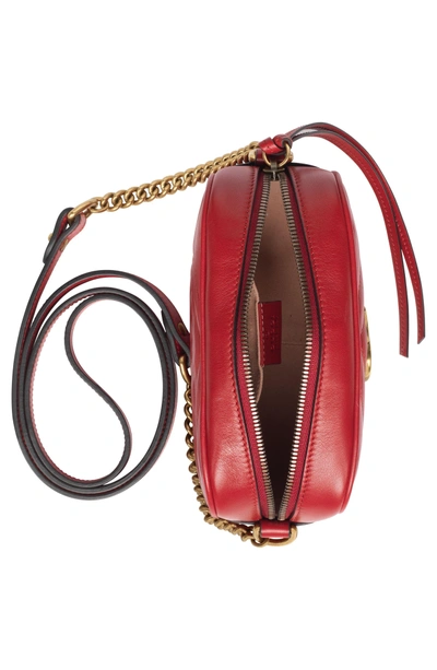 Shop Gucci Matelasse Leather Shoulder Bag In Hibiscus Red
