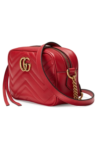 Shop Gucci Matelasse Leather Shoulder Bag In Hibiscus Red
